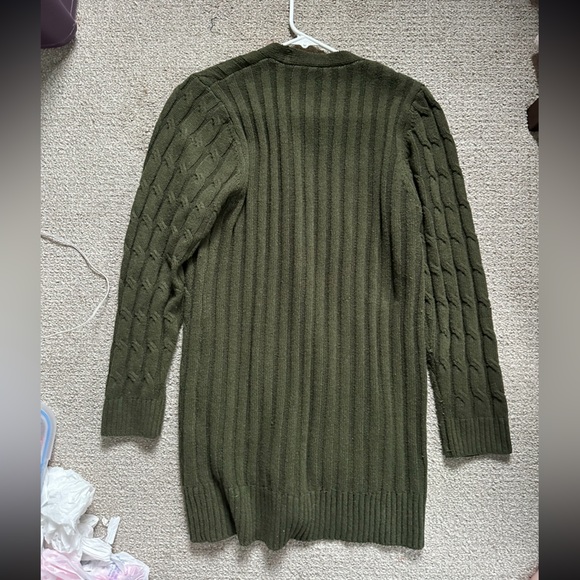 Green Ribbed Knit Sweater - Picture 3 of 4